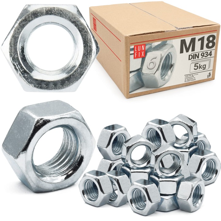 Set Piulite Hexagonale M18, Lun Fix, clasa 6, zincat, set 5kg