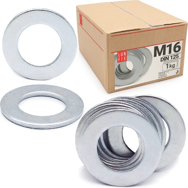 Saiba plana rotunda M16, Lun Fix, zincata DIN125 1kg