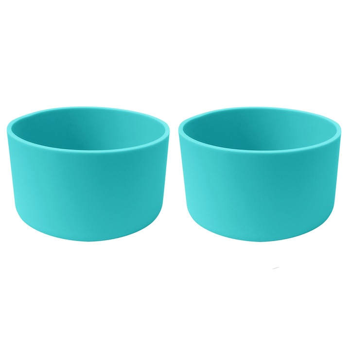 Set 2 protectii din silicon pentru cani termos, albastru, Compatibile cu Stanley/Quencher, 9x4.5cm