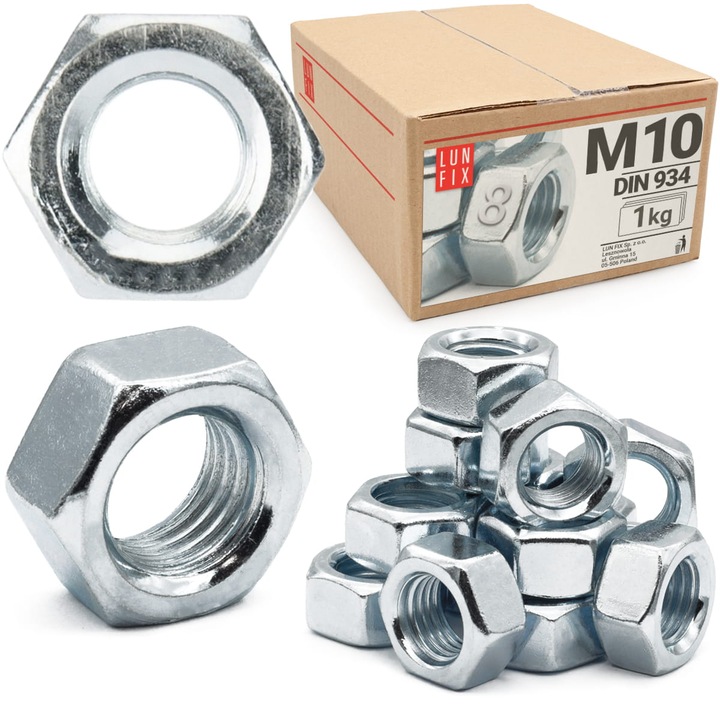 Piulita hexagonala M10, Lun Fix, clasa 8, zincata, 1kg