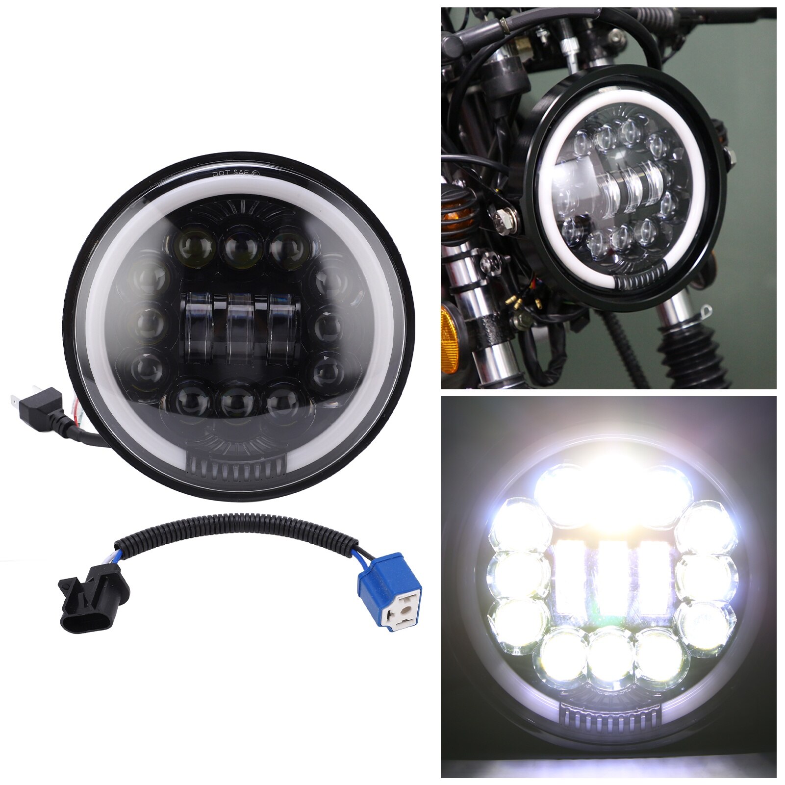 Faruri LED motocicleta 7in, 12V, IP67, rezistente la socuri