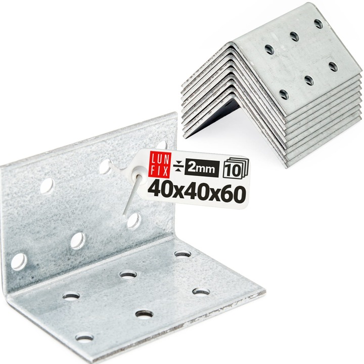 Coltar Lun Fix, 40x40x60mm, set 10 bucati, zincate