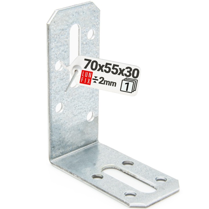 Coltar metalic, Lun Fix, 70x55x30mm, 2mm, zincat