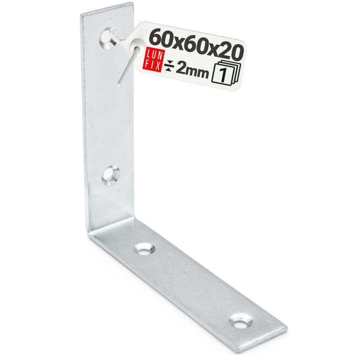 Lun Fix fém sarok, 60x60x20mm, cink
