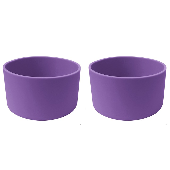 Set 2 protectii din silicon pentru cani termos, Pentru Quencher/Stanley 12/24 oz, violet, 7.5x4.5cm