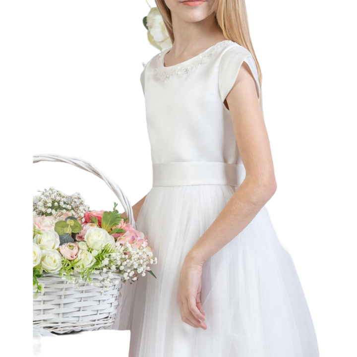 Rochie de fetite, ZOYA Fashion, Elida, Tul, Alb, Alb