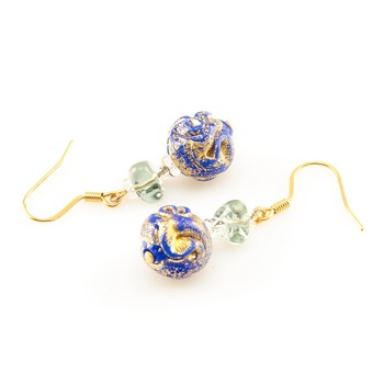 Cercei din sticla de Murano, Alma Millefiori, albastru Cercei din sticla de Murano, Alma Millefiori, albastru