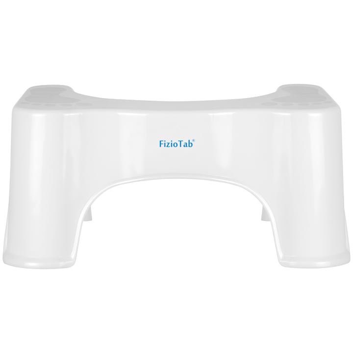 Scaunel WC FizioTab® Clasic, Tratament Impotriva Hemoroizilor si Constipatiei, Scaun Inaltator WC Copii, Suport Picioare WC, Taburet Inaltator Pozitia Corecta Ghemuit Pe WC, Plastic Rezistent, 1 buc, Alb, Inaltime 21.5 cm