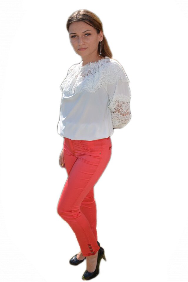 Pantaloni cu croi conic, D&J Exclusive, Corai