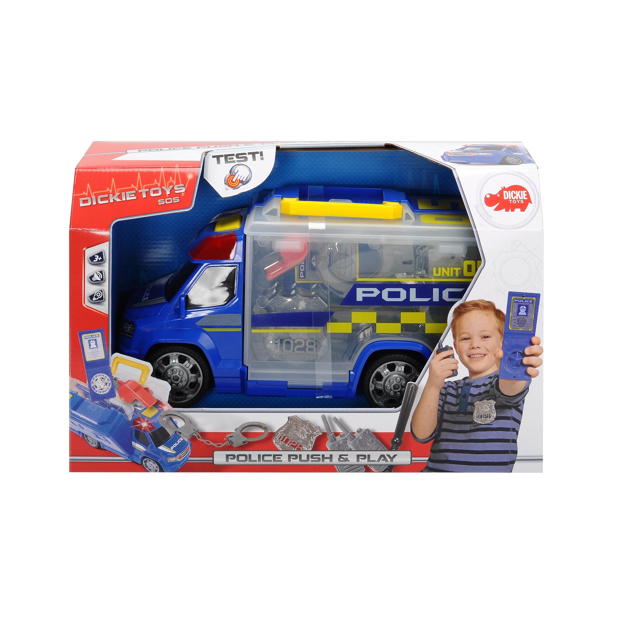 Masina Dickie Toys Push & Play Police Squad, 33 cm