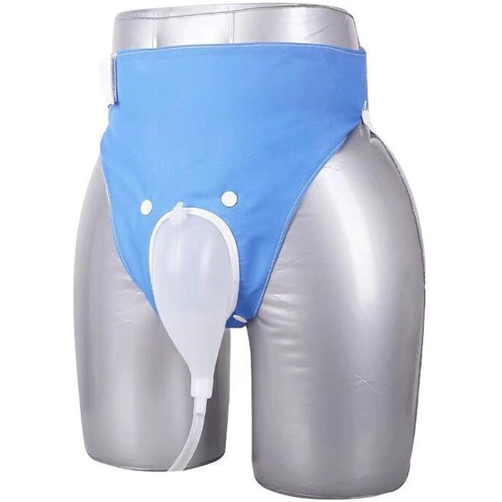 Atrófiás vizelet inkontinencia készlet, szilikon húgyúti katéter időseknek, 2 steril vizeletzsákkal és vízelvezető tömlővel, kék