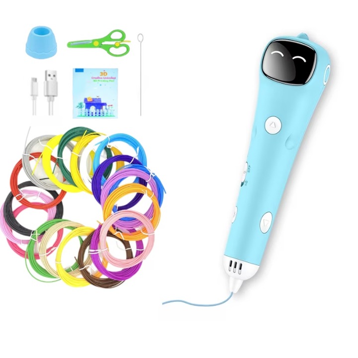 Alacsony Hőmérsékletű 3D Nyomtatótoll, Barkács Festőtoll, Oktatójáték Gyermekeknek, Háromdimenziós Festés, USB Tartalmazza, Gyermekek Számára Biztonságos, Kék