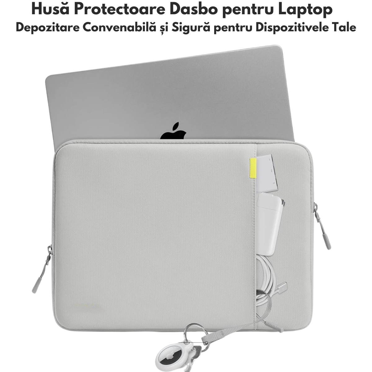 Husa de Protectie si Transport MacBook / Laptop / Tableta de 13 Inch, Dasbo®, Impermeabila, Rezistenta la socuri, Fermoar rezistent, cu Burete moale impotriva socurilor, Colturi intarite, Compatibila Universal, Gri