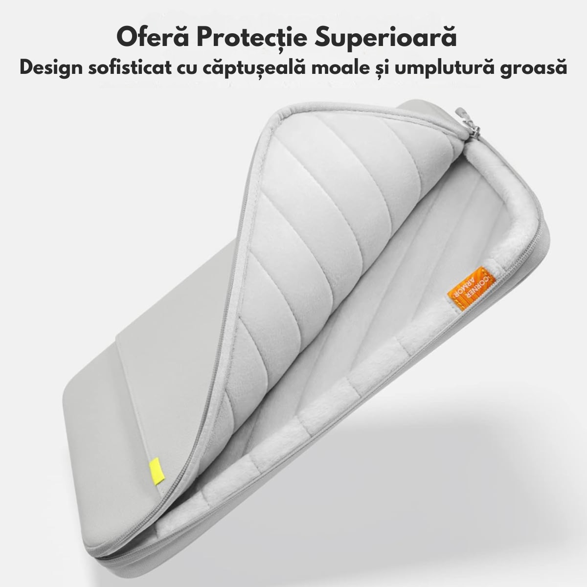 Husa de Protectie si Transport MacBook / Laptop / Tableta de 13 Inch, Dasbo®, Impermeabila, Rezistenta la socuri, Fermoar rezistent, cu Burete moale impotriva socurilor, Colturi intarite, Compatibila Universal, Gri