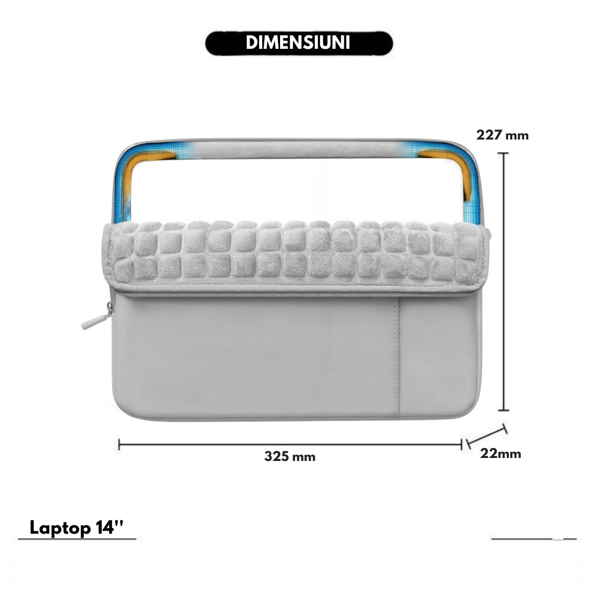 Husa de Protectie si Transport Laptop / Tableta de 14 Inch, Dasbo®, Impermeabila, Rezistenta la socuri, Fermoar rezistent, cu Burete moale impotriva socurilor, Colturi intarite, Compatibila Universal, Gri