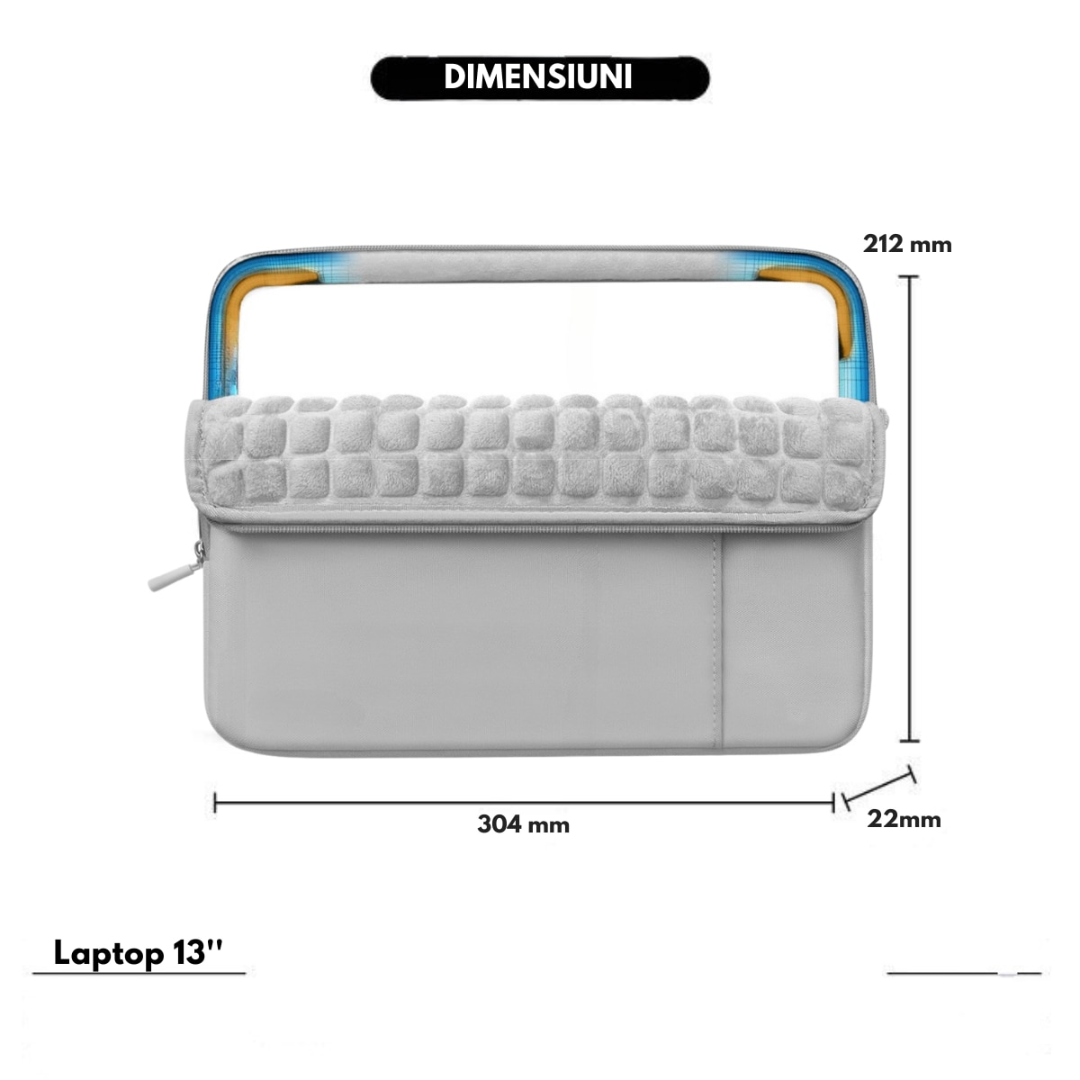 Husa de Protectie si Transport MacBook / Laptop / Tableta de 13 Inch, Dasbo®, Impermeabila, Rezistenta la socuri, Fermoar rezistent, cu Burete moale impotriva socurilor, Colturi intarite, Compatibila Universal, Gri