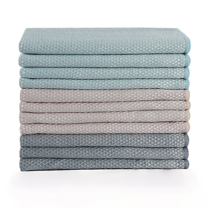 Set 11 Lavete Microfibra, Lavete magice, Design Solzi Peste, Curatare fara urme, carpe reutilizabile fara scame pentru masini, oglinzi, pahare, vase, Lavete pentru curatarea perfecta a oricarei suprafete, 25x25cm, Multicolor