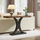 Mese console industrial, Tribesigns, baza metalica geometrica, 100*30*80cm, Negru maro