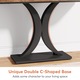 Mese console industrial, Tribesigns, baza metalica geometrica, 100*30*80cm, Negru maro