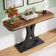 Mese console industrial, Tribesigns, baza metalica geometrica, 100*30*80cm, Negru maro