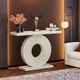 Masa console, Tribesigns, alb, 100x30x79cm, baza rotunda