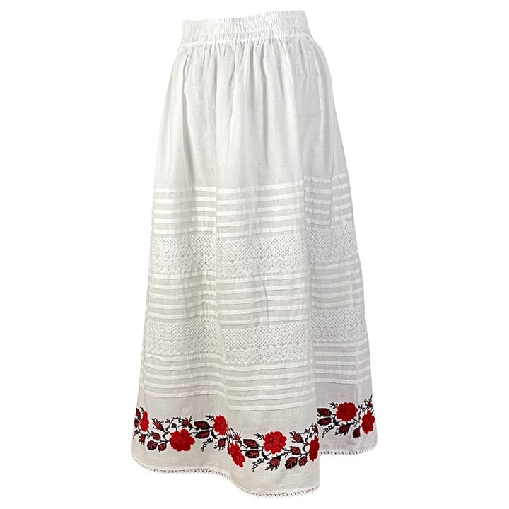 Fusta dama traditionala CPU alb/rosu, marime S