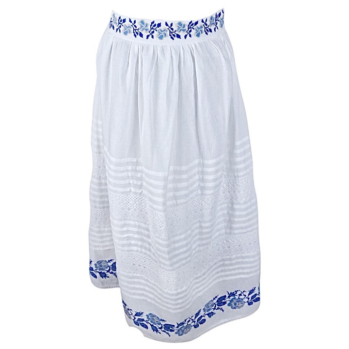 Fusta dama traditionala CPU alb/albastru, marime S