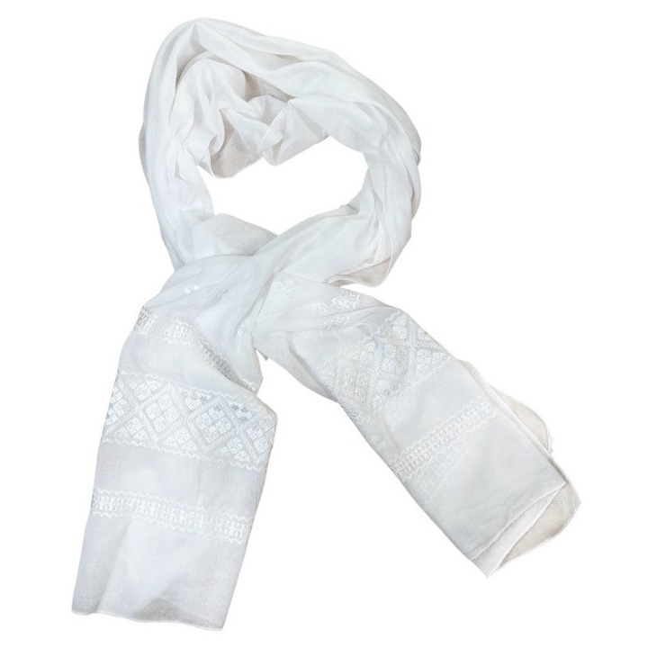 Marama traditionala dama MCP alb mat