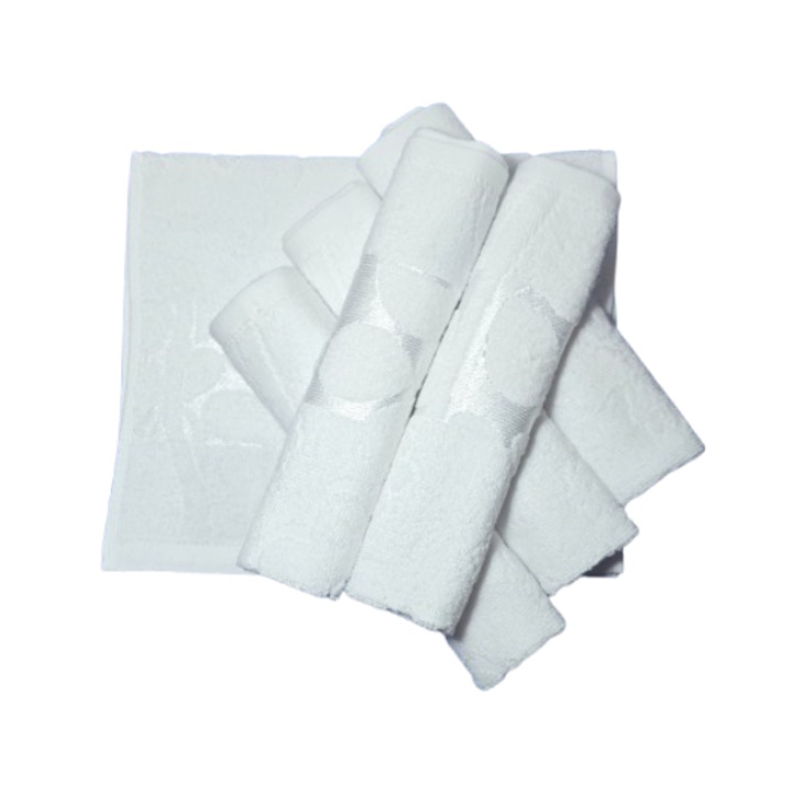 Комплект кърпи за лице, Памук, 3D флорален мотив, 420g/m², Бял, 50x90cm, 6 части