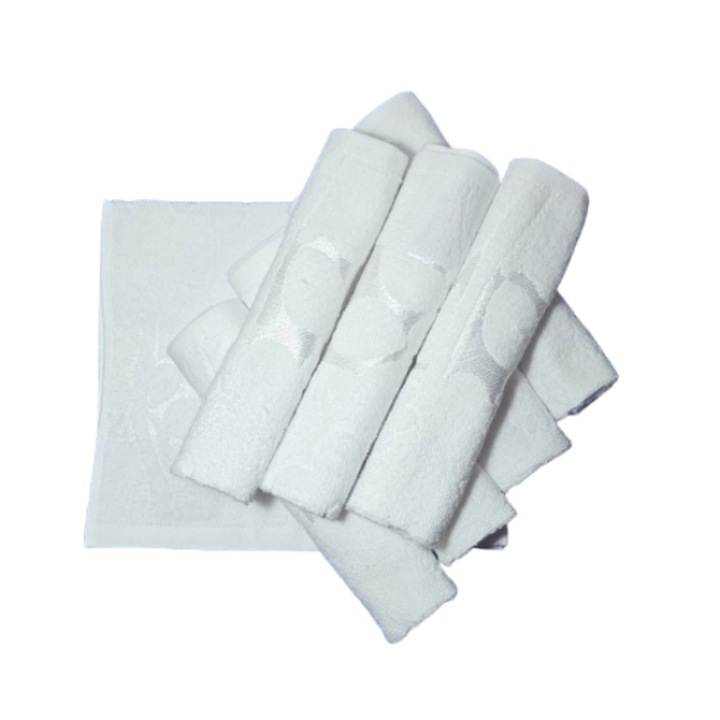 Комплект кърпи за лице, Памук, 3D флорален мотив, 420g/m², Бял, 50x90cm, 8 части