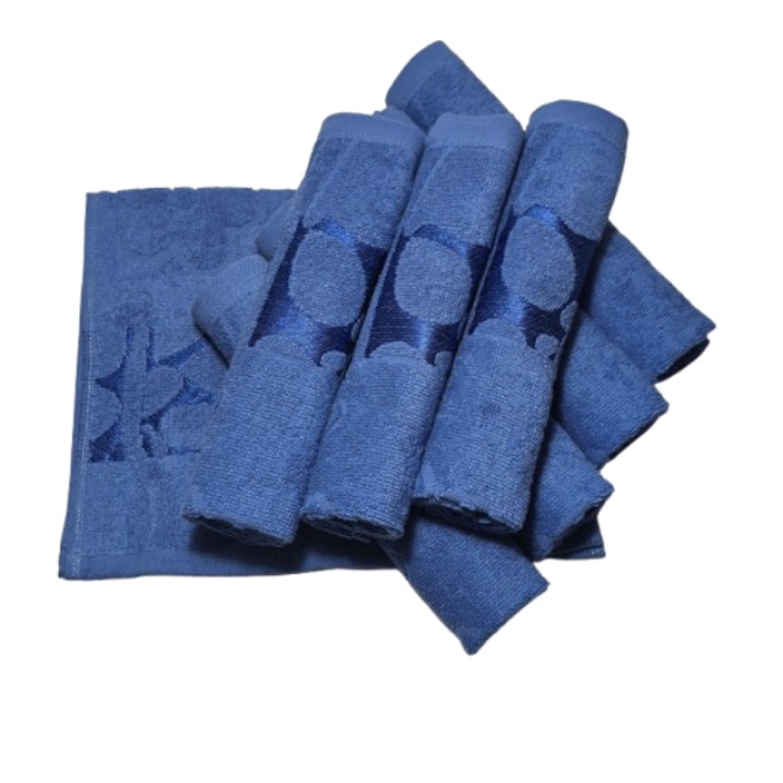 Комплект кърпи за лице, Памук, 3D флорален мотив, 420g/m², Син, 50x90cm, 8 части