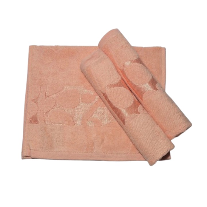 Комплект кърпи за лице, Памук, 3D флорален мотив, 420g/m², Праскова, 50x90cm, 3 части