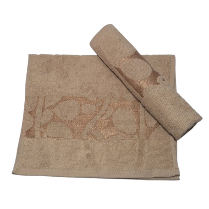 Комплект кърпи за лице, Памук, 3D флорален мотив, 420g/m², Cappuccino, 50x90cm, 2 части