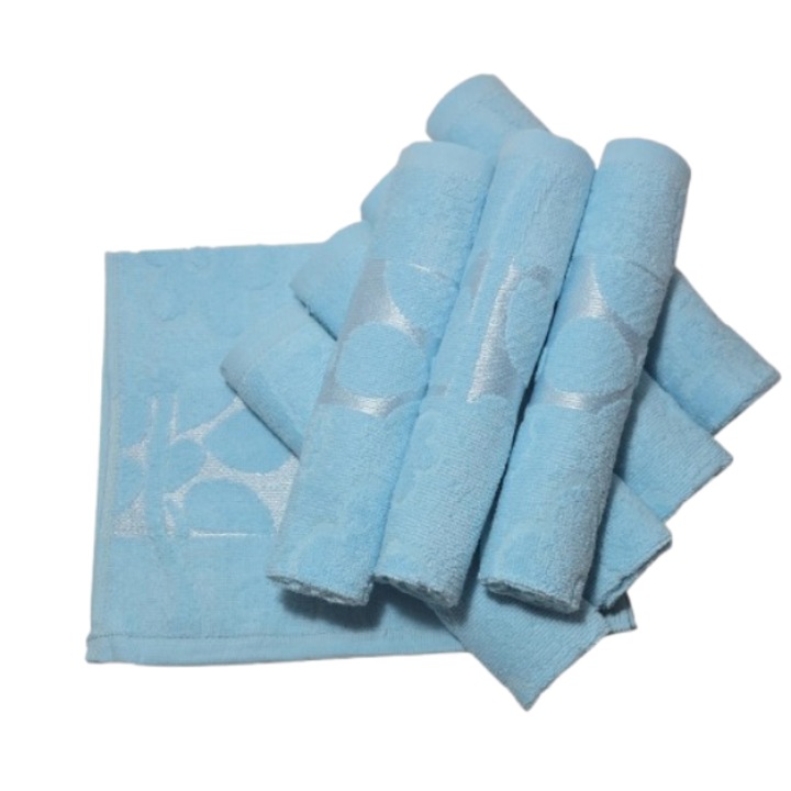 Комплект кърпи за лице, Памук, 3D флорален мотив, 420g/m², Blue Sky, 50x90cm, 8 части