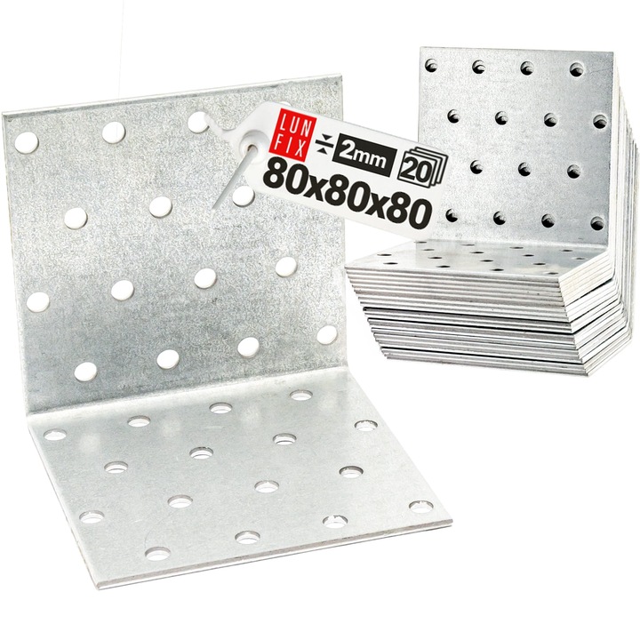 Set 20 coltare de montaj 80x80x80x2 KM13, Lun Fix