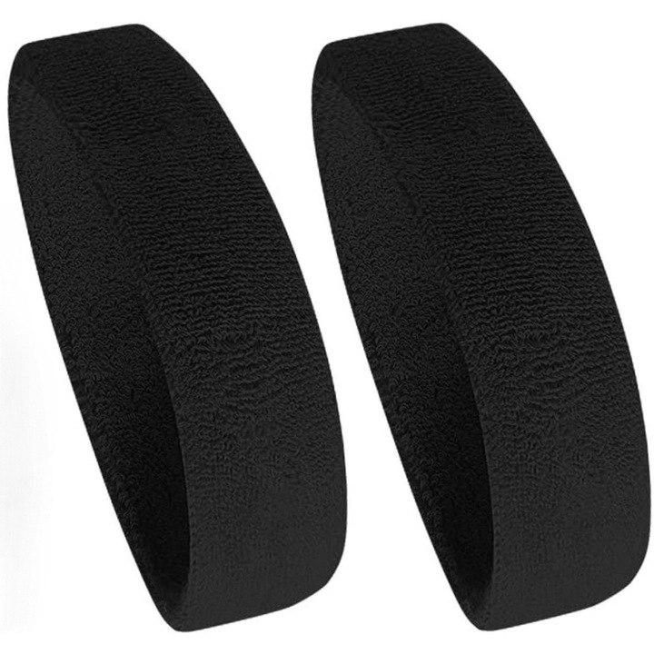 2 darabos fitnesz kendő szett, poliészter/spandex szálból, izzadság- és nedvességelnyelő, kényelmes és lélegző, csúszásmentes, férfiak és nők számára egyaránt alkalmas, 18 × 6 cm, fekete