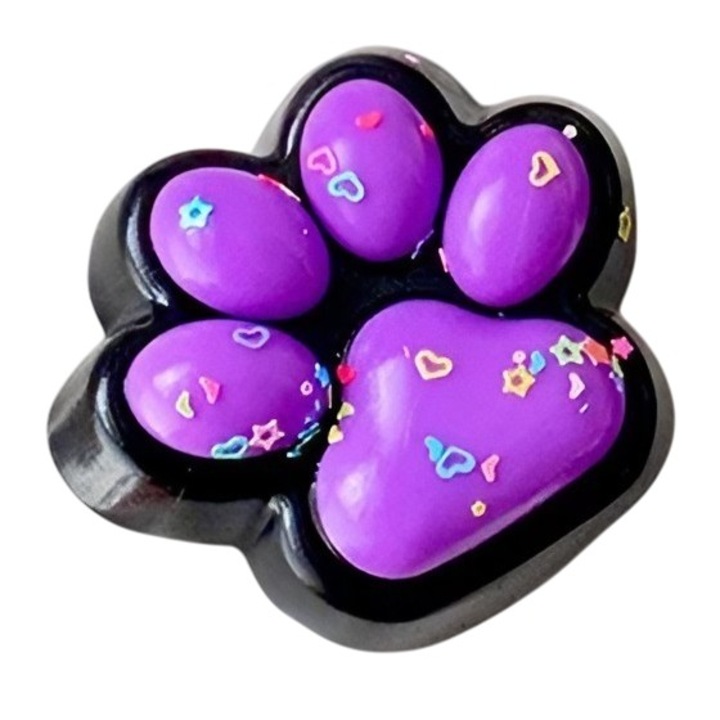 Антистрес играчка Squishy с текстура за бавно отскачане, шарка на котешка лапа, играчки за стискане, меко усещане 7 см x 6,5 см, 55 г, лилаво