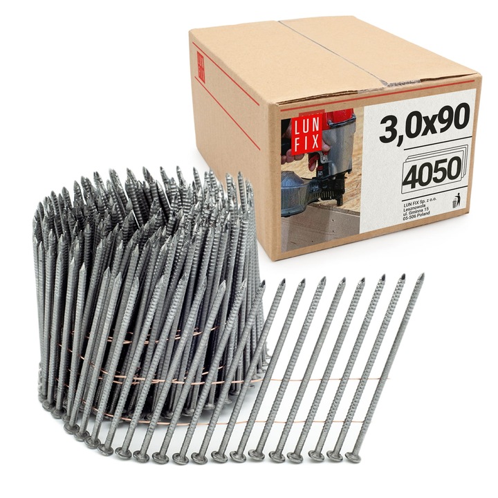 Set 4050 Cuie pentru cuier cu tambur 90mm 3x90 3.5", inel pe sarma, Lun Fix