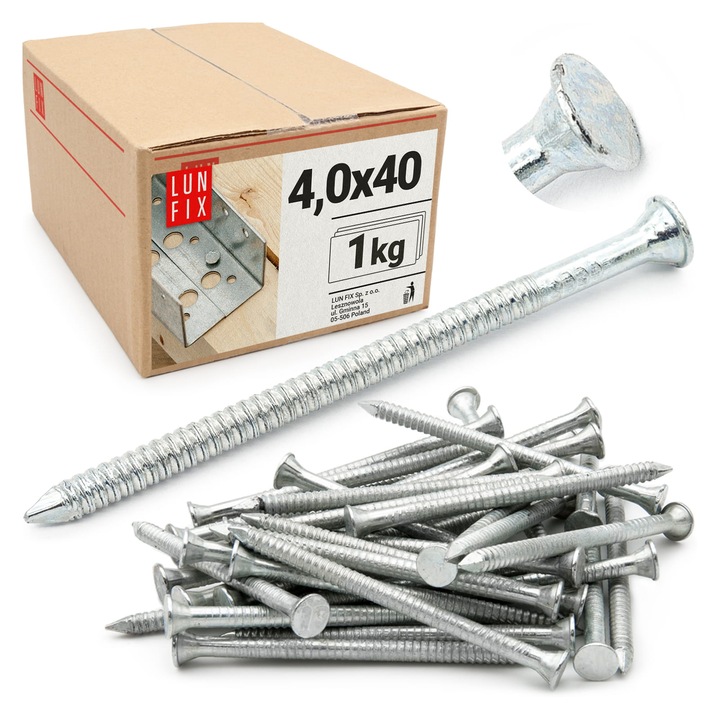 Asztalos szegek 4x40 mm horganyzott 1kg, Lun Fix