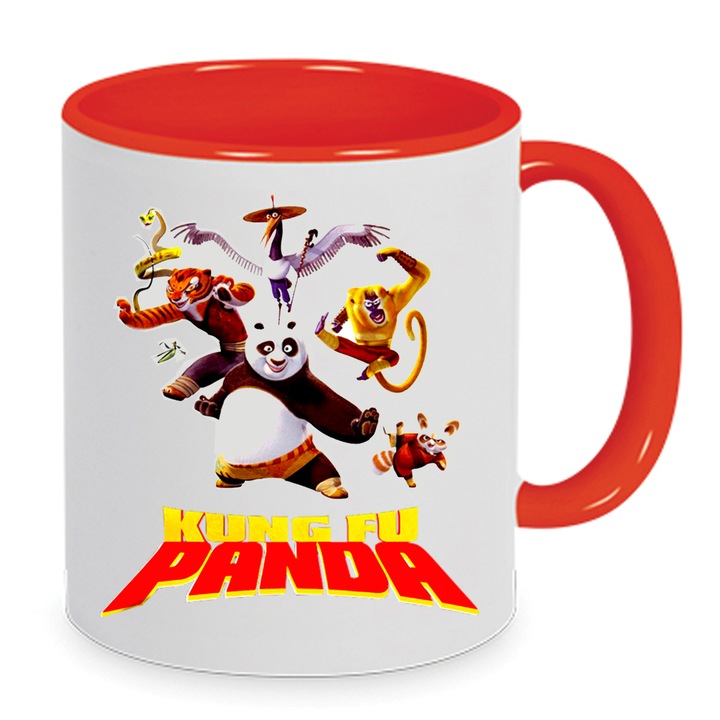 Cana ceramica Kung Fu Panda, 330ml, design alb-negru