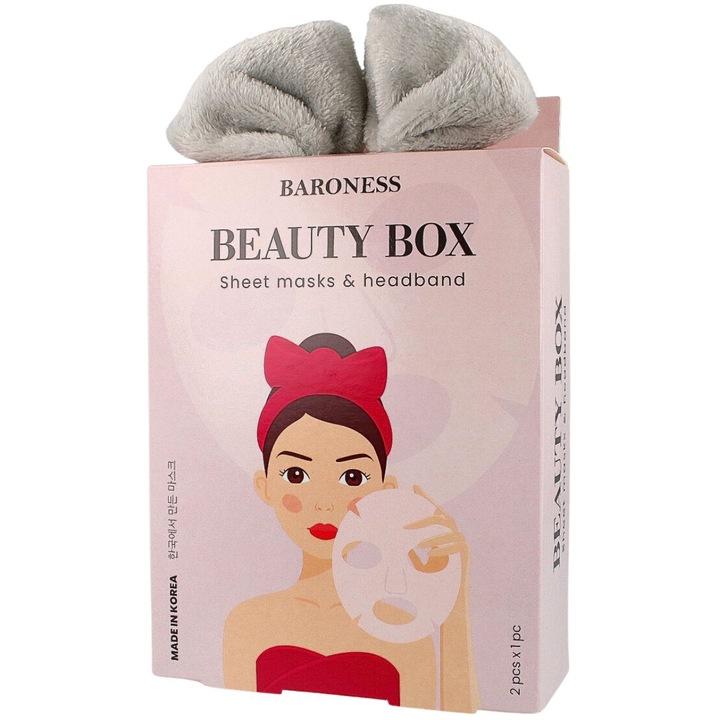 Set: bentita de par + doua masti de fata, Beauty Box, Baroness
