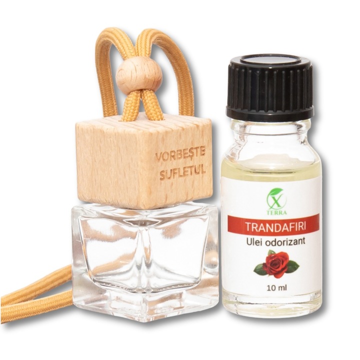 XTERRA, Set premium Car Kit, ulei odorizant auto cu aroma de trandafir, 10 ml