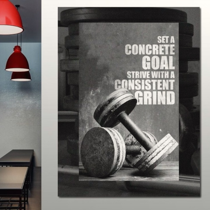 Премиум картина върху платно, LuxCanva® F1020, Сила и упоритост, 100 X 135 CM, 100% памучно платно 400g/m2, дървена рамка, Съпротивление, Спорт, Дисциплина, Решителност, Тренировка, Хол, Офис, Фитнес зала