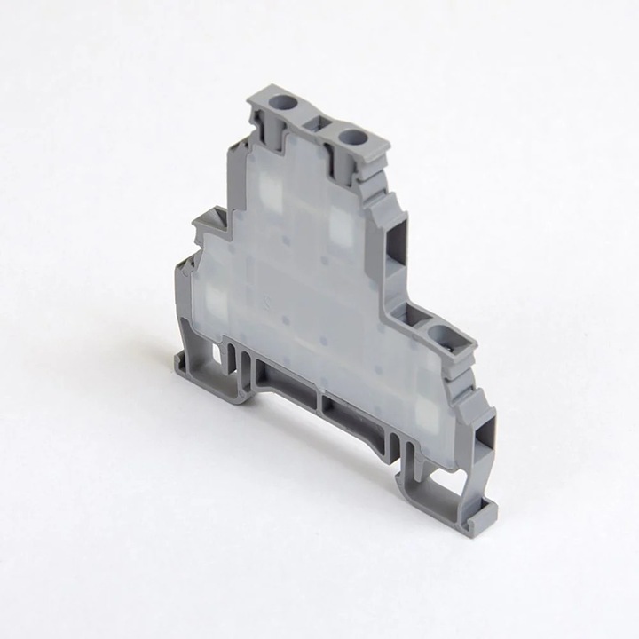 Clema de conectare cu suruburi, ONKA, 2 niveluri, 4 fire, gri, pentru sina DIN 35mm