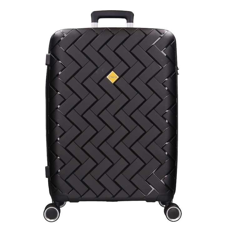 Куфар Benzi BZ 5806, Голям, полипропилен, 4 двойни колела и шифър, 76 см, черен