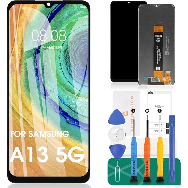 Резервен екран SRJTEK, за Samsung Galaxy A13 5G, модели SM-A136F SM-A136U, дисплей със сензорен екран и дигитайзер, комплект за ремонт (LCD, не AMOLED)