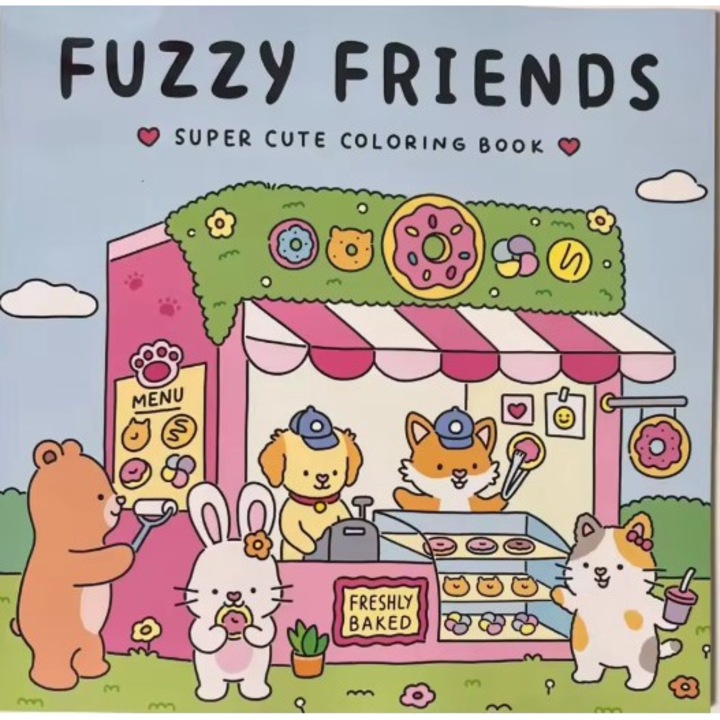 Carte de clolorat pentru adulti, EVNC, Coloring Book FUZZY FRIENDS