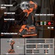 Impact Driver, Goxawee, G5607A, 20V, 1/4", 320 Nm, 2400 RPM, Állítható fordulatszám, LED, Műanyag tok, Narancssárga/Fekete