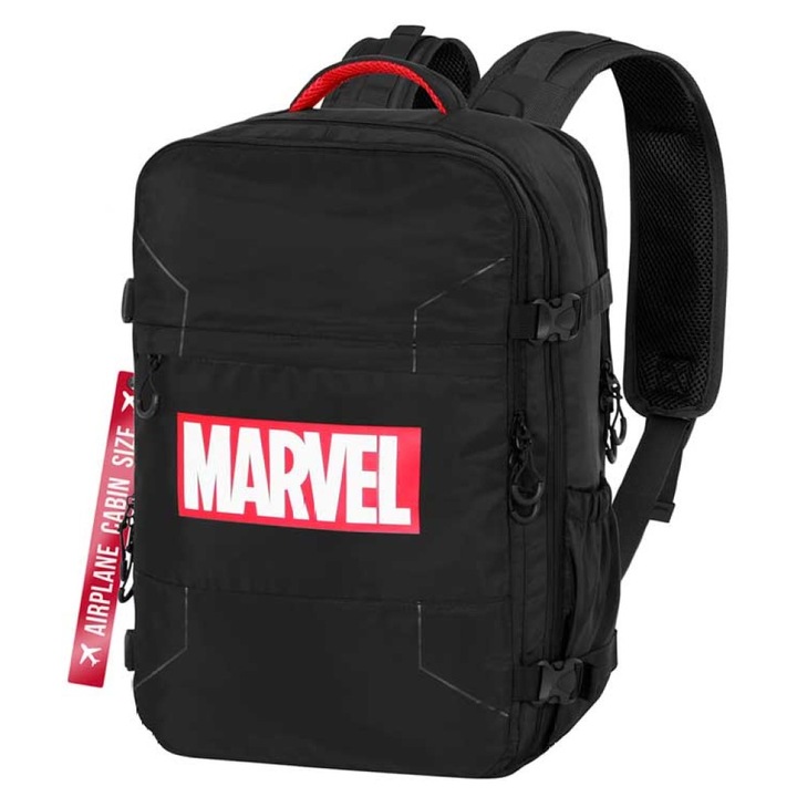Rucsac cu licenta oficiala, pentru calatorii cu avionul, impemeabil, 20 L, 25x20x40 cm, Marvel, Negru
