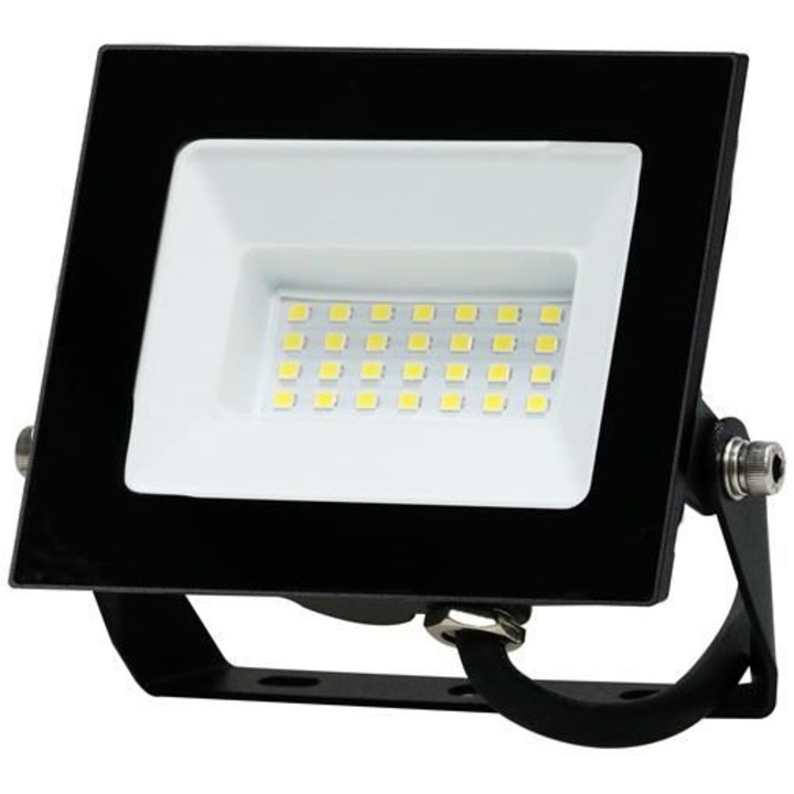 Proiector LED Well, 20W, 1620 lm, lumina rece (6500K), IP65, Negru, clasa energetica F